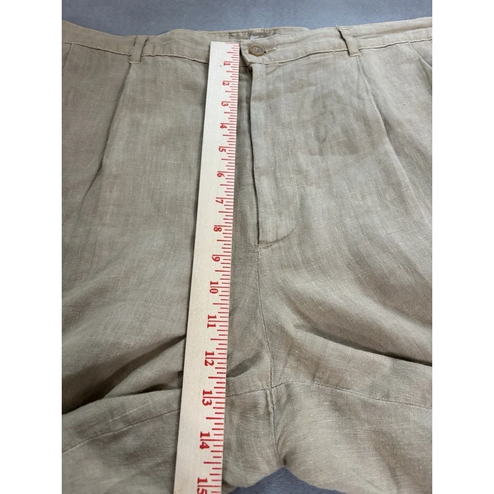 ETRO Milano Mens Pleayed Linen Shorts Size 38 US  7 In. Inseam Tan Resort Luxe